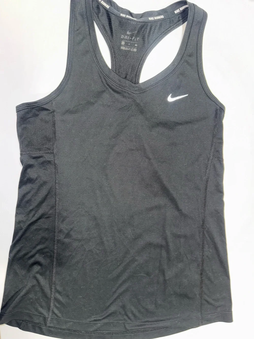 Nike Black Racerback Dri-FIT Tank with White Swoosh